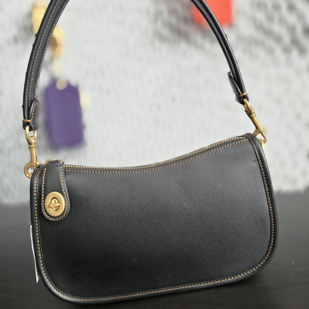 SOLD!! Coach Black Shoulder Bag with Gold Accents